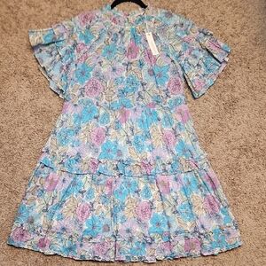 Olivaceous Tiered Floral Midi Dress